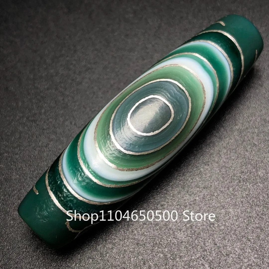 

Tibet natural green agate filigree eye dzi bead sun moon star sheep eye plate bead lezi necklace pendant back cloud accessories