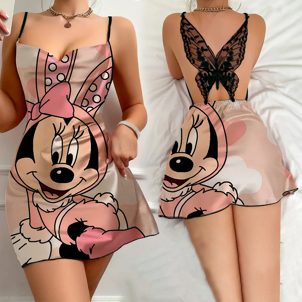 New Summer Sleeping Dress for Women Sexy Sleevesless Female Nightwear Cartoon Pattern Comfortable Women's Pajama Free Delivery