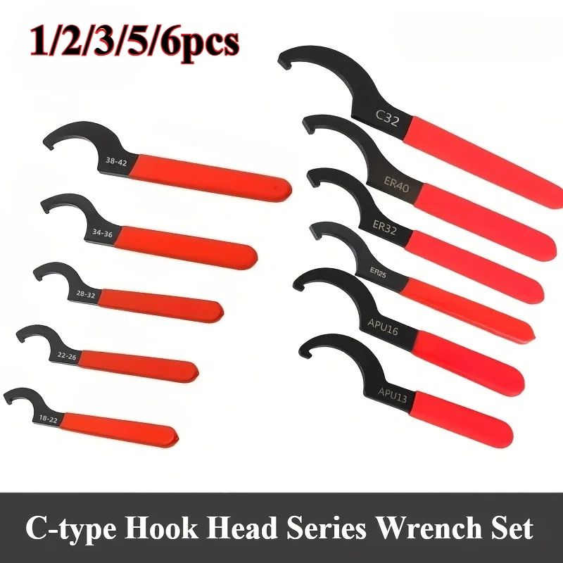

6pcs Hook Wrenches Tools Set C-Shape Spanner Wrench for Shock Adjustment Motorcycle Car Repair Spanner Tool Universal Hand Tool