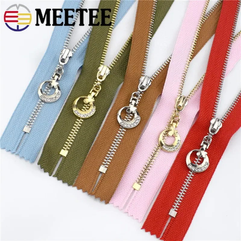 5/10Pcs 15-30cm 3# Metal Zipper Closed End Gold Silver Tooth Zips Moon Zippers Pull Head Zip Lock Bag Clothing Sewing Accessory