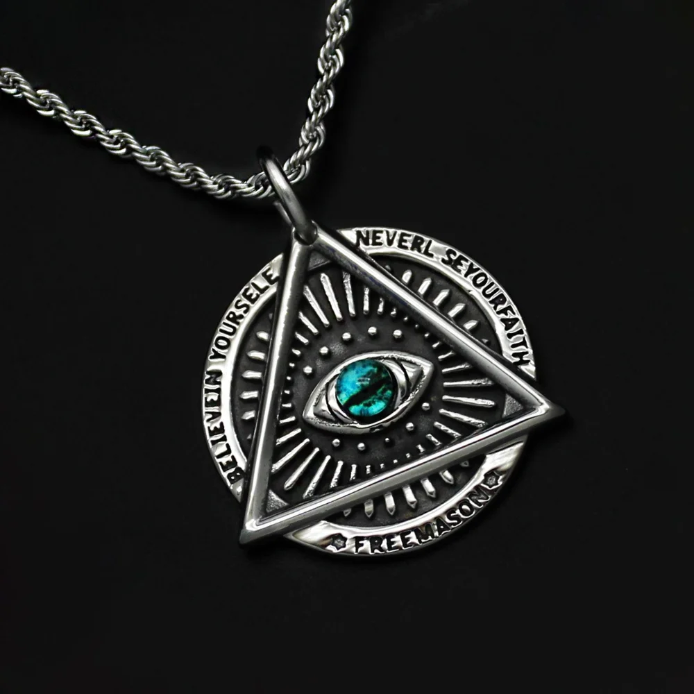 Vintage AG Freemasonry Eye of Trust Pendant Charming Men\'s Pendant New Fashion Religious Amulet Accessories Jewelry Party Gift