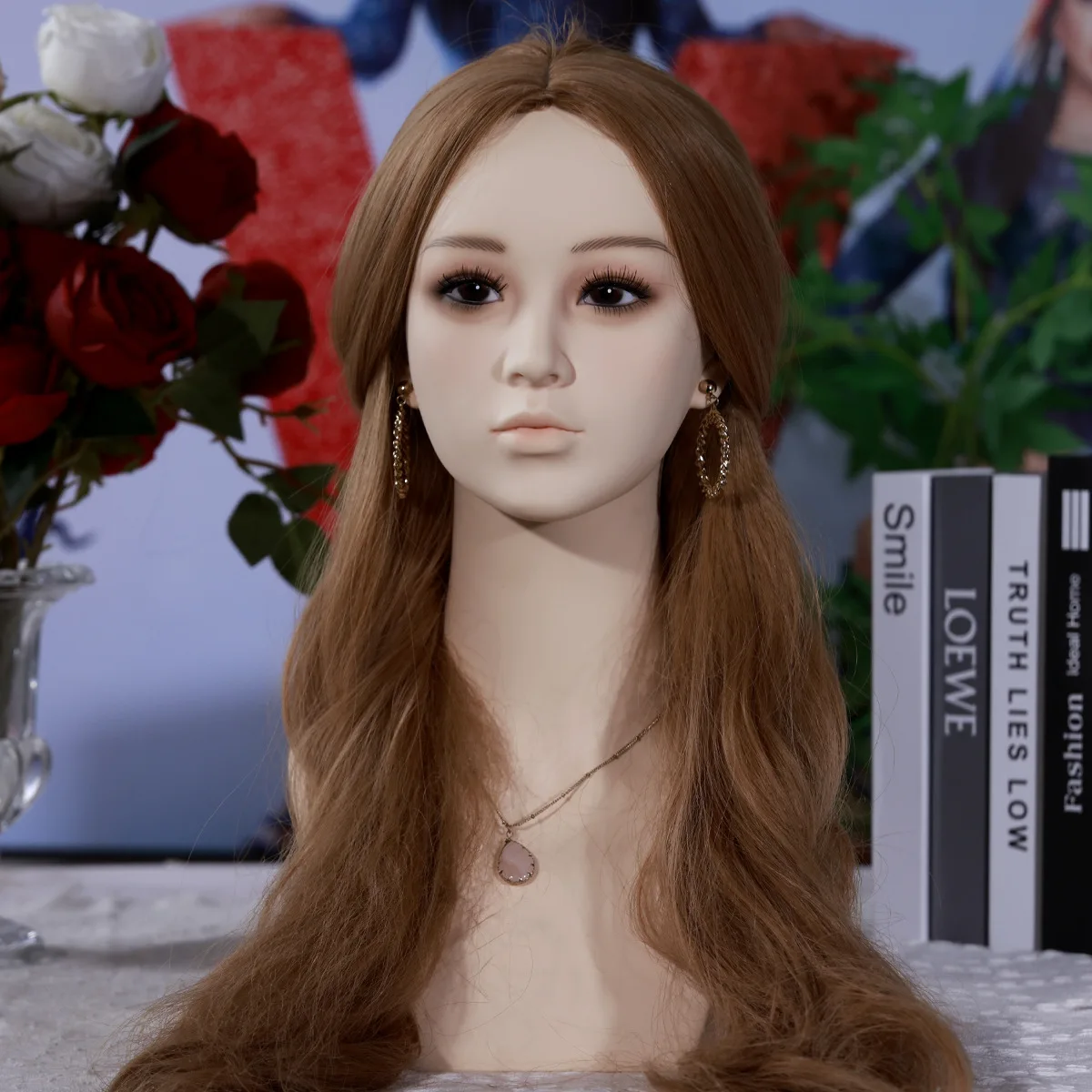 Mannequin Head for Wig Hat Jewelry Glass DisplayJapanese and Korean Wig Headgear Display Props Wig Shop Window
