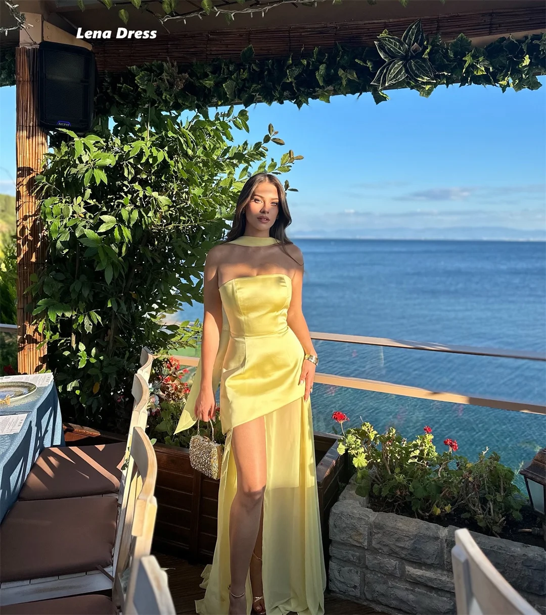 Lena Off-shoulder Luxurious Women's Evening Dresses 2025 Luxury Women Evening Dress Shawl Custom Made Yellow Modest Prom Dress