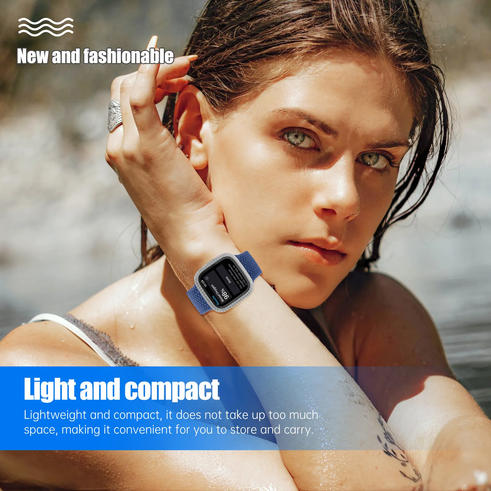 

Fashion Watch Screen Protector Hard Pc Frame Compatible Smartwatch Protection Cover Tempered Film Shockproof Bling