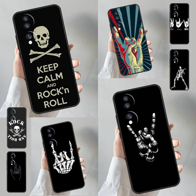 Rock Roll Skull Case For Huawei Honor X8 X8a X9a 50 70 Magic5 Lite P20 P30 P40 P50 P60 Pro P Smart Z Cover