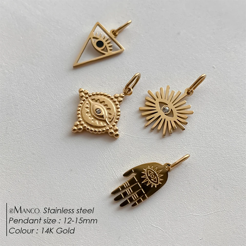 EMANCO Edelstahl Böses Auge Runder Kunstperlen-Anhänger Handgefertigte Halskette Armband DIY Schmuckherstellung Zubehör – Detail 1