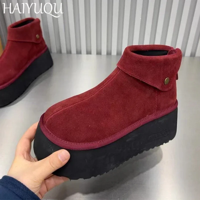 Platform Women Snow Ankle Boots Flats Suede Casual Sneakers Woman Trend Fashion Sport Shoes New Cozy Mujer Snow Chelsea Botas