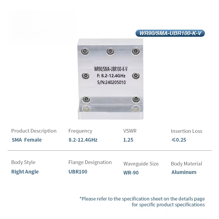 WR-90 to for SMA Female Right Angle Waveguide to Coax Adapters 8.2-12.4GHz with UBR100 Flange Telecom Parts