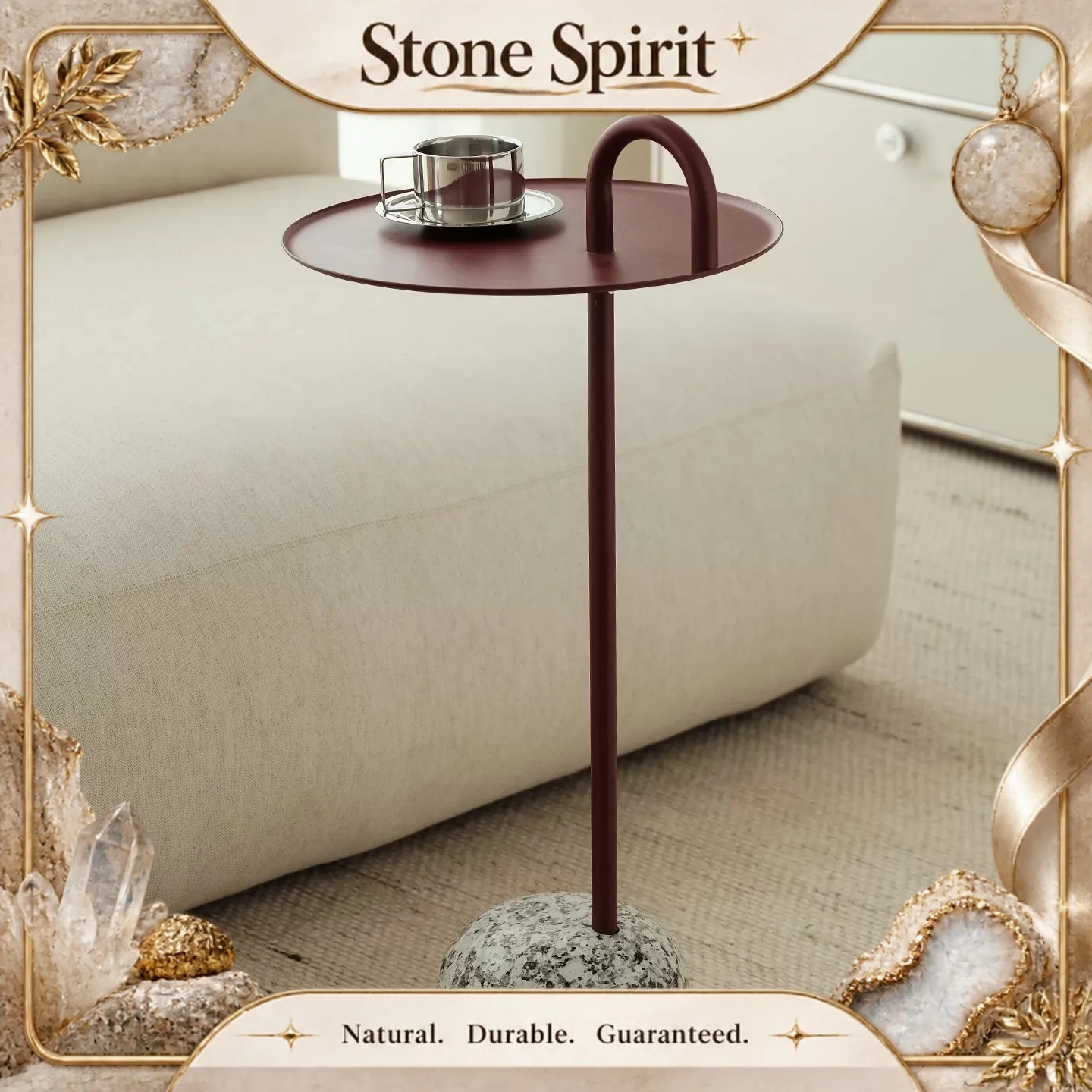 Creative Art Design Living Room Decoration Side Table Granite Base Nordic Style Geometric Circular Small Tea Table Customization