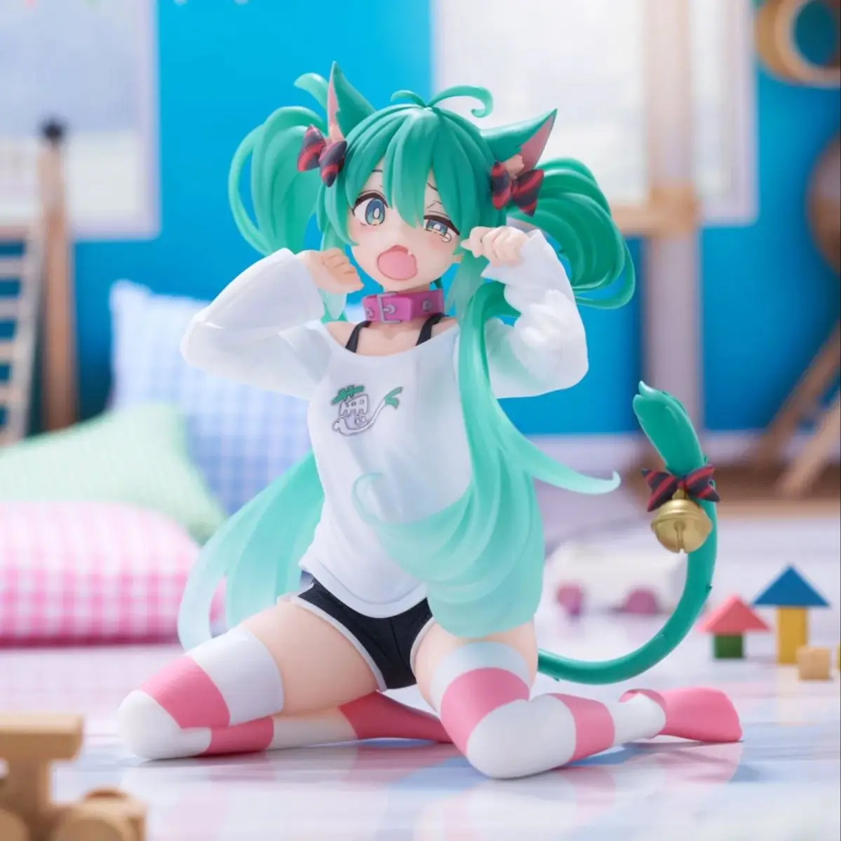 Judai Original Taito Desktop Cute Vocaloid Hatsune Miku Desktop Cute Nekomimi T-Shirt Cat PVC Action Figure Model Doll Toys