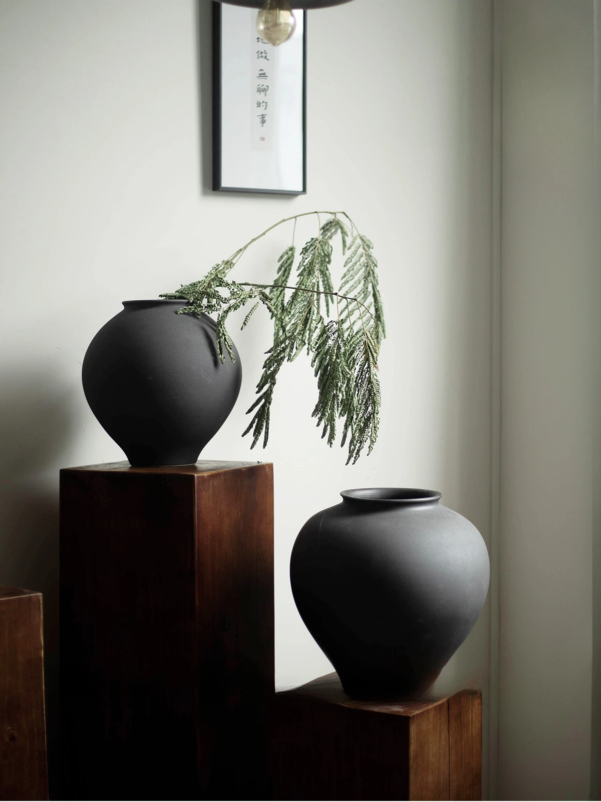 The product can be customized.Vintage black vase, Japanese Zen, high-end sense of flower arrangement, clay pot, old