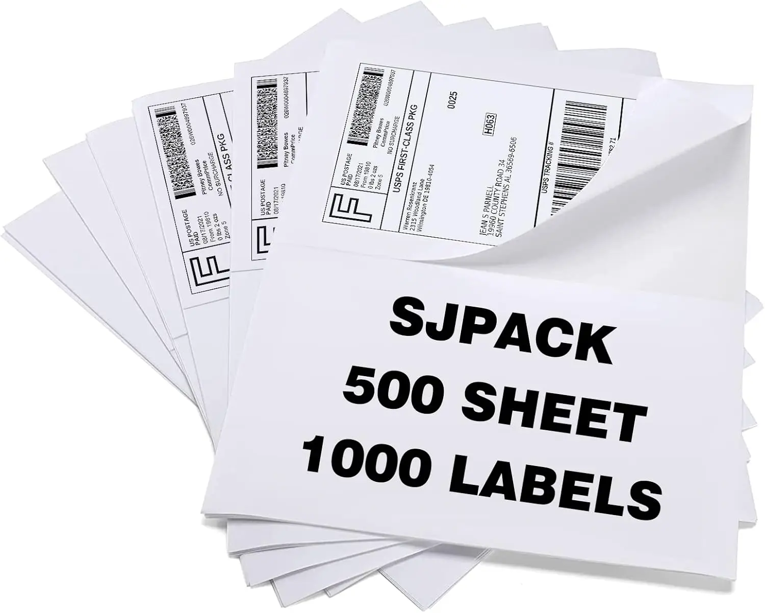 

1000 Self Adhesive Shipping Labels, 8.5" x 5.5" for Laser & Inkjet Printers, Half Sheet Design (500 Sheets)