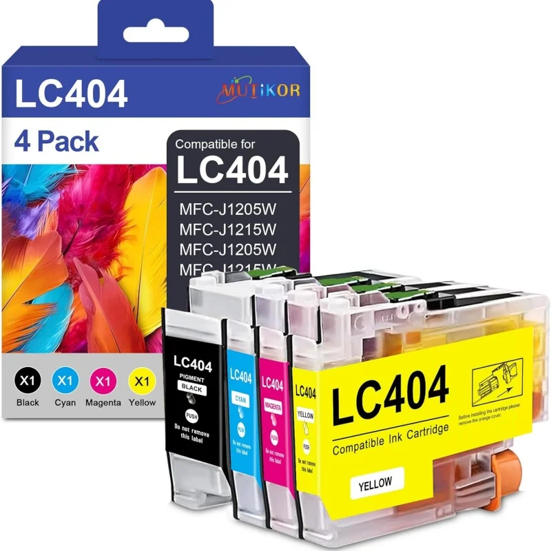 Compatible LC404 Ink Cartridge BK/C/M/Y Replacement for Brother LC404 Ink Cartridges Combo Pack for Brother MFC-J1205W MFC-J1215