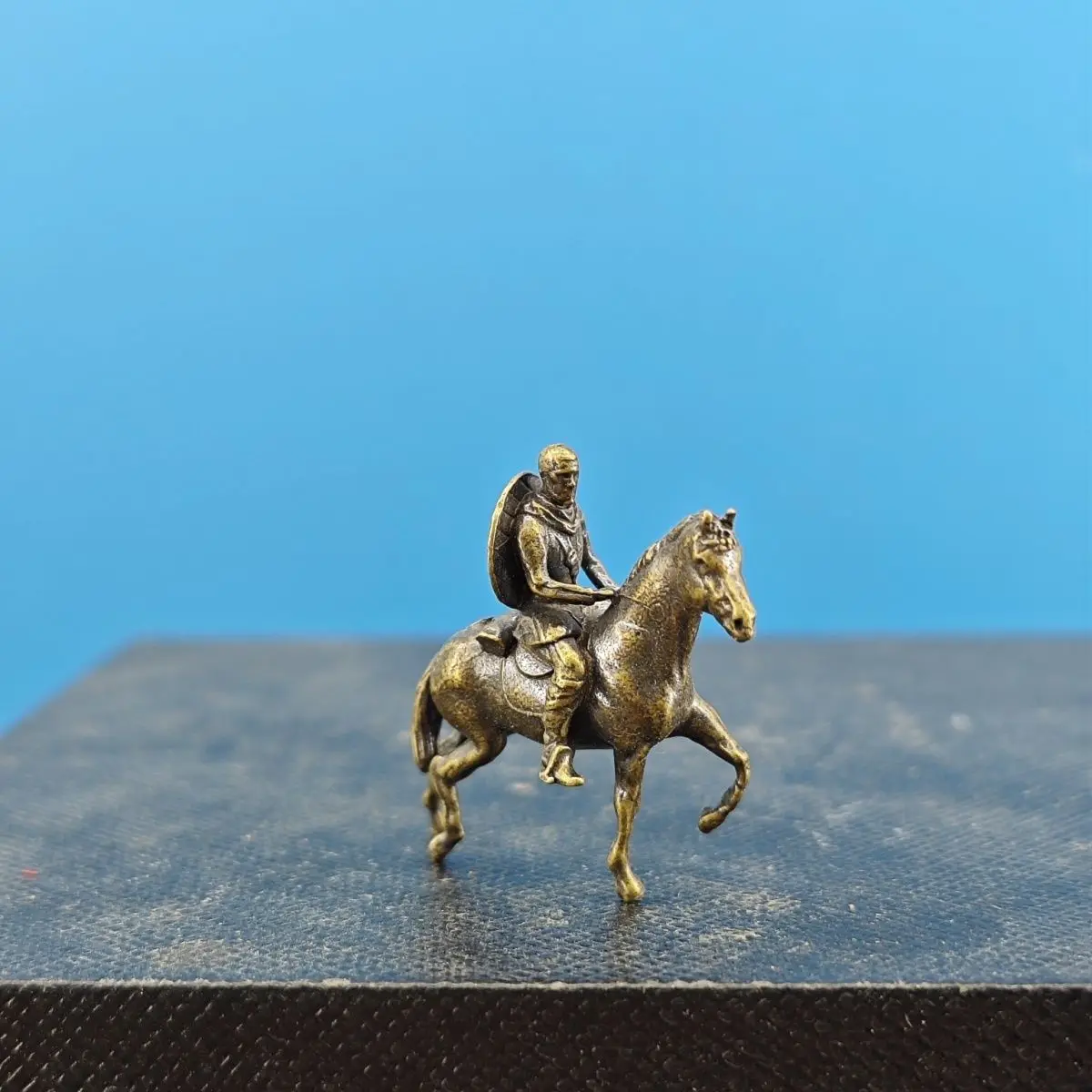 Brass Equestrian Farmer Crossing Mountains and Rivers, Micro-landscape Decoration, Strange Stone Bonsai, Rockery, Retro Style