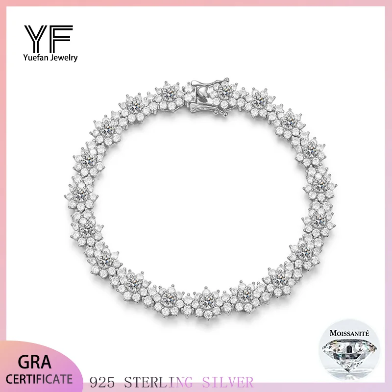 

Высококачественный серебряный браслет S925 с муассанитом и подсолнухом с бриллиантами, нишевый дизайн, легкие роскошные ювелирные изделия из муассанита цвета D