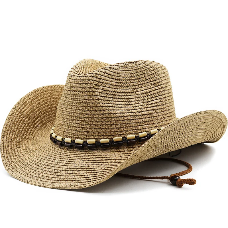 

Summer Bucket west Women's cowboy Straw Hat Panamas UV Protection Sun Visor Seaside Beach Hat Tide Summer Men Hats