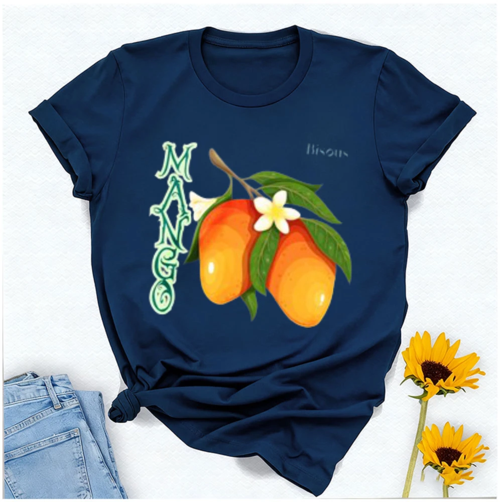 Mango Bisous Women's Organic T-Shirt Fruity Statement Shirt Made From 100 Organic Cotton Sustainable Fashion Gift Idea Tee