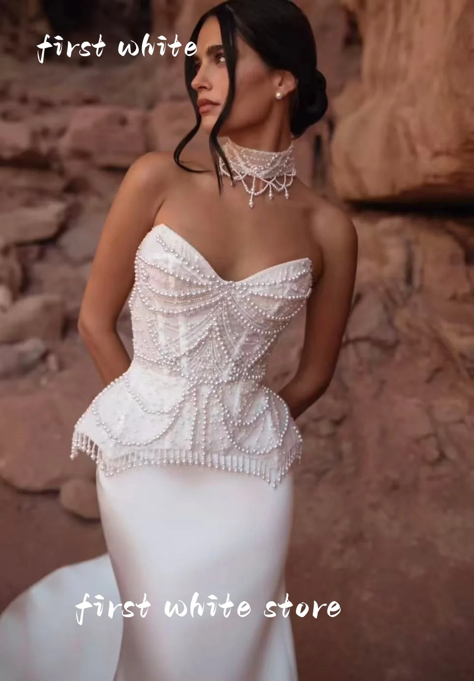 Customized Luxury Sweetheart Beaded Pearl Wedding Dresses Women 2026 Satin Bridal Gown Mermaid Long Vestidos De Novia