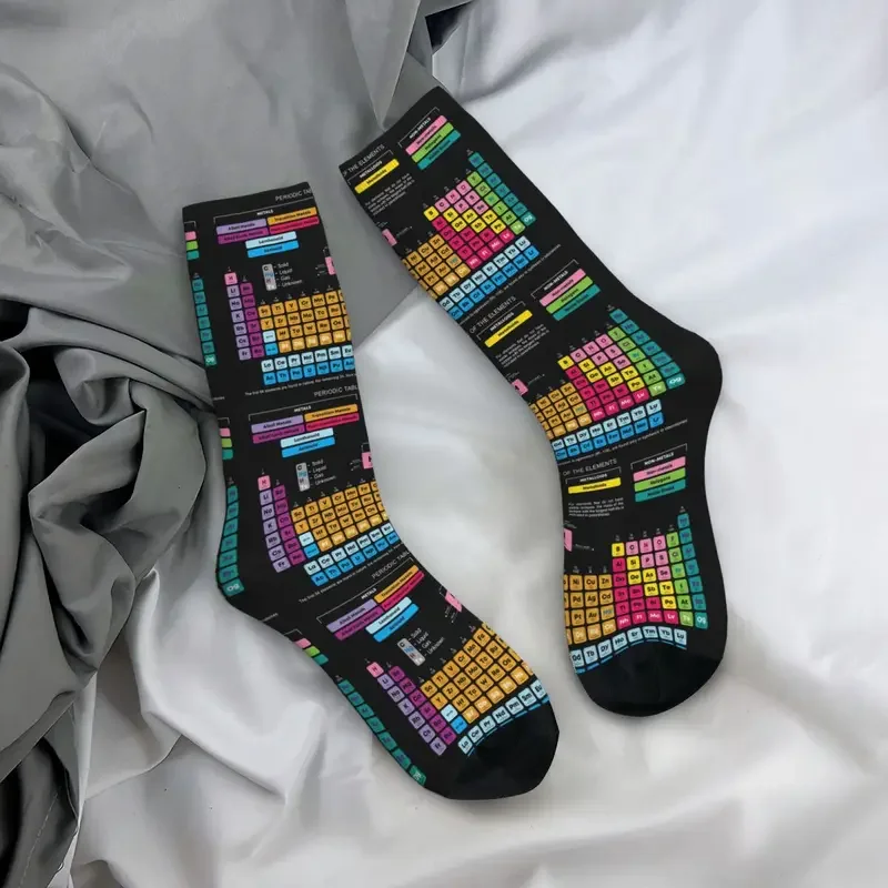 Medias absorbentes de sudor Y2K, tabla periódica de los elementos Harajuku, calcetines largos para todas las estaciones, accesorios para regalos Unisex