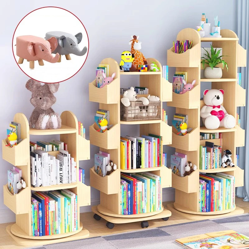 Magazine Racks Bookcase Vertical Tower Rotating Kawaii Low Mini Infant Bookcase Shelf Wall Mueble Almacenaje Portable Bookcase