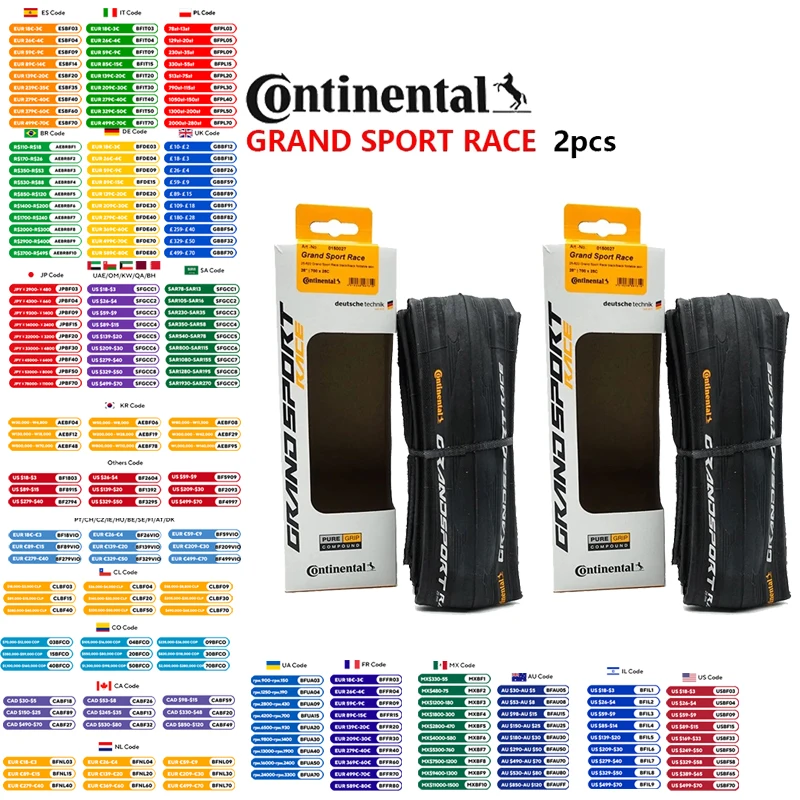 

2PCS Continental GRAND SPORT RACE Road Bike Tyre Vehicle Folding Anti Puncture For Road Bicycle 700x23c/700x25c/700x28c/700x32c