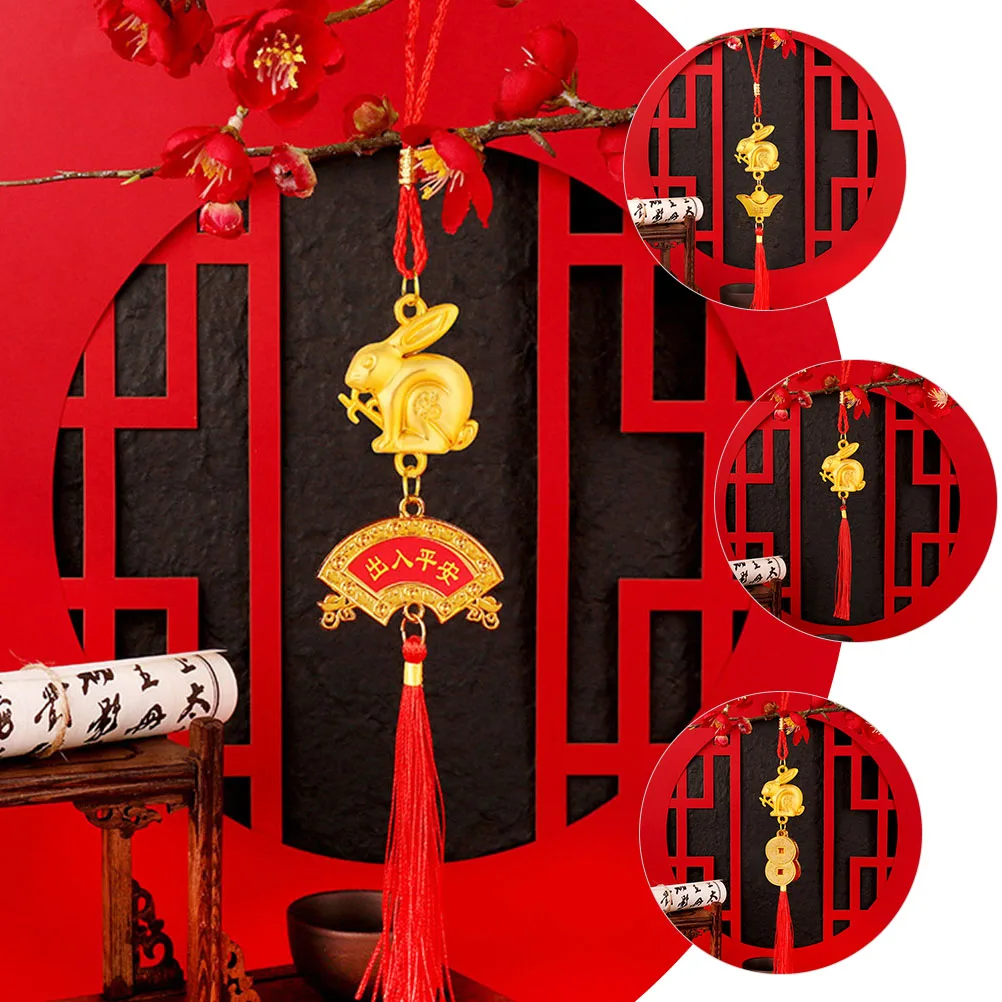 

6pcs Bonsai Rabbit Pendant Hanging Ornament New Year Decor Festival Tassel Spring Festival Decoration Zodiac
