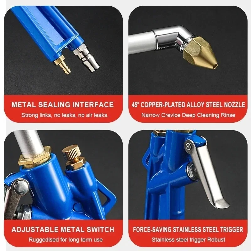 Pneumatic High Pressure Water Washing Gun with Nozzles, Air Powered Cleaner for Car and Machinery Oil Grease Cleaning view 3