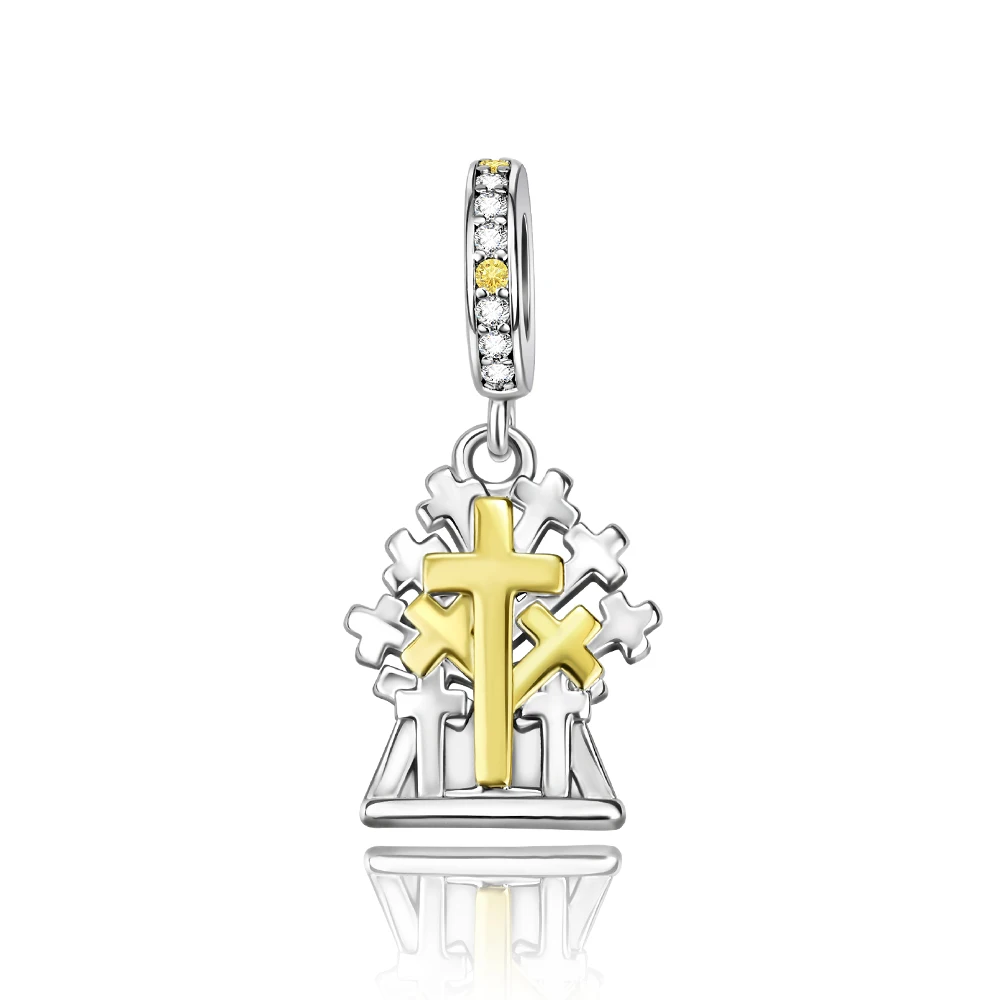 

Danturn 925 Sterling Silver Original Beads Cross Dangle Charm fit Snake Chain Bracelet Fashion Women Jewelry Making