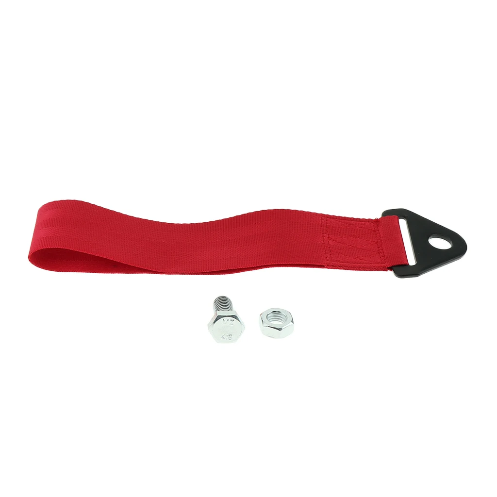 Trailer Tow Strap Short Loop Set Kit &Bumper Hook for Universal Car Auto Red