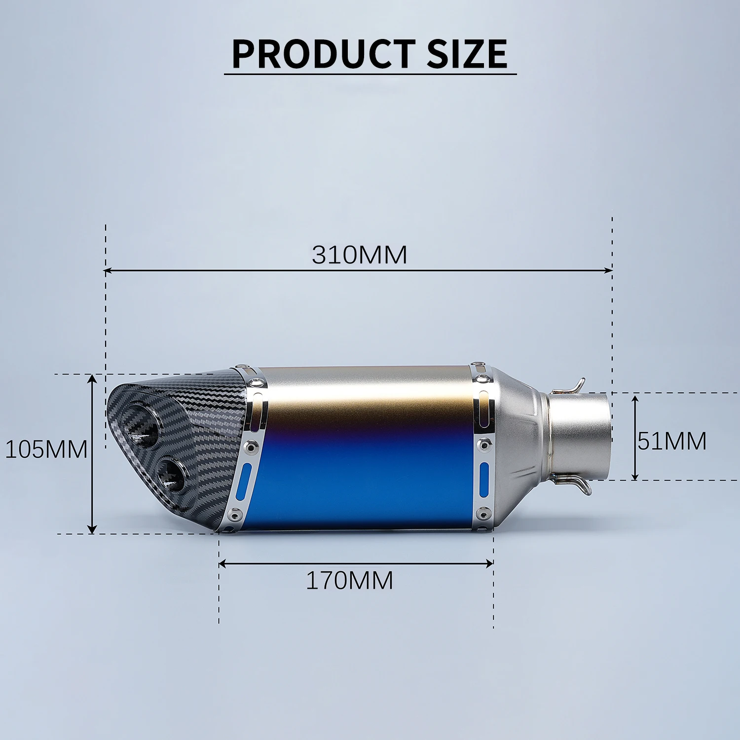 

stainless steel Universal Moto Exhaust Pipe tail end Modification Connect Compatible Various Escape Tailpipe Models adapter 51mm