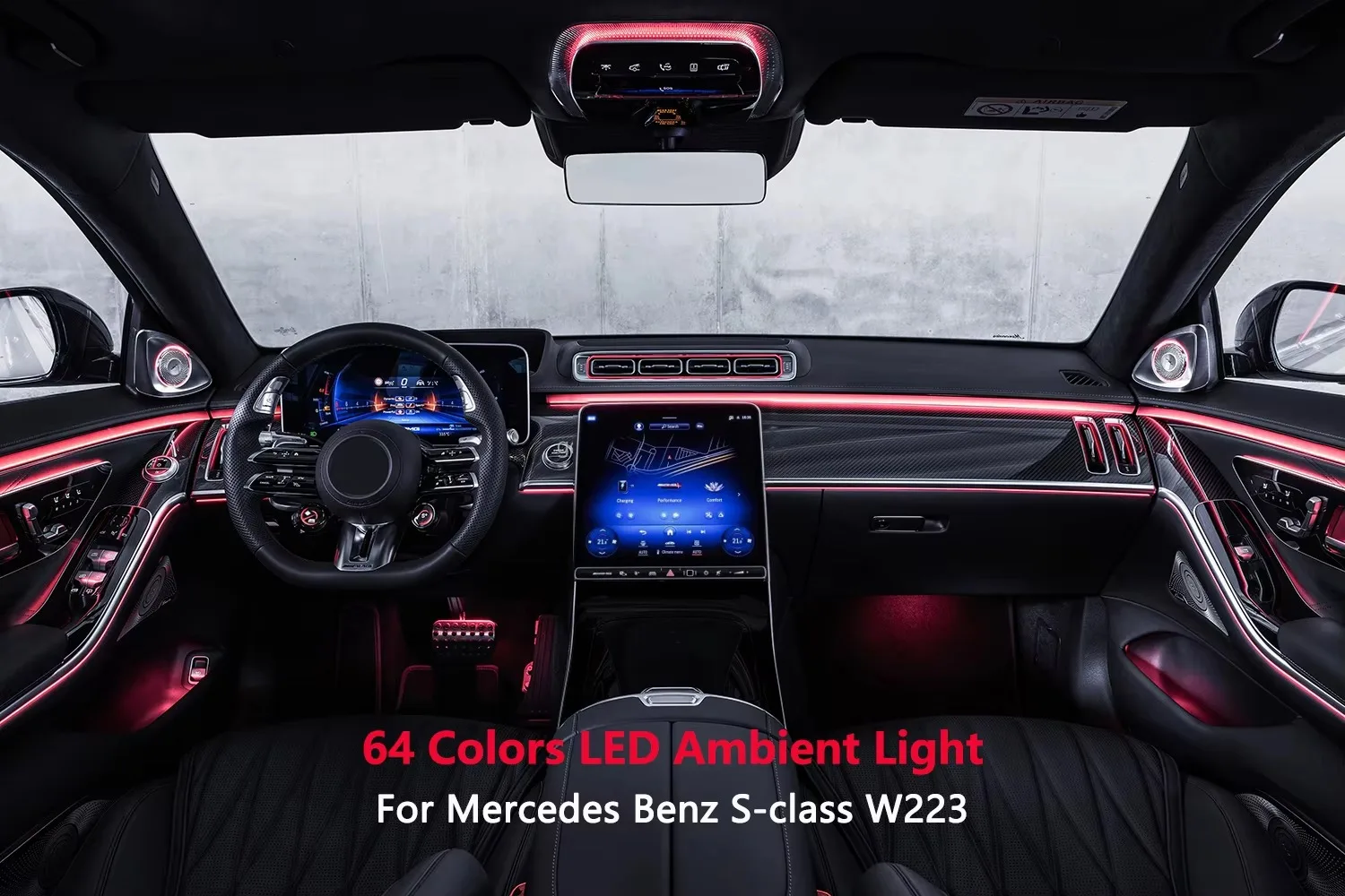 Factory Wholesale W223 LED Air Vent Ambient Light For Mercedes Benz S-class W223 Luminous Air outlet 64 Colors Atmosphere Lamp