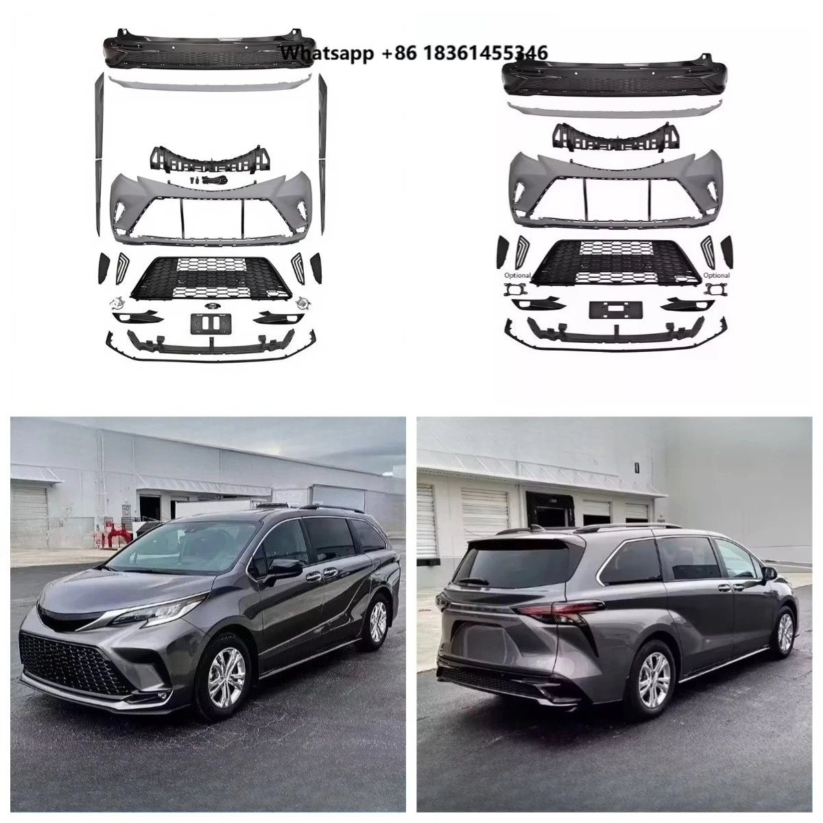 For Senna 21-22 Modified Sports Version Large Surround Front Bumper Grille Rear Lip STLF High-quality Car Pp Material Kit