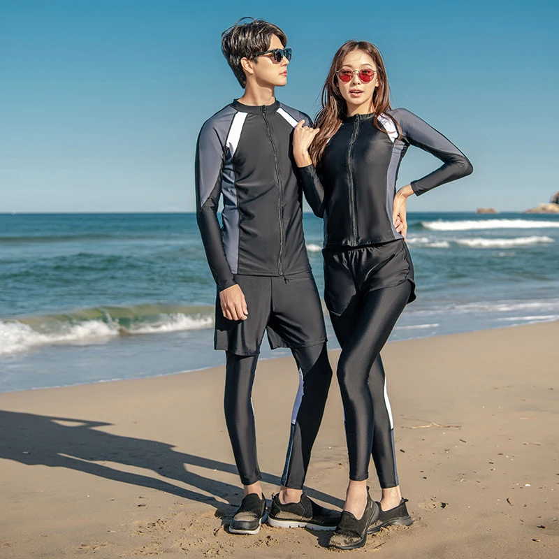 New Men's Women's Growth Sleeve Pants Set Diving Suit with a Slim Body Cover Fashion Sports Diving Colored Hot Spring Swimwear