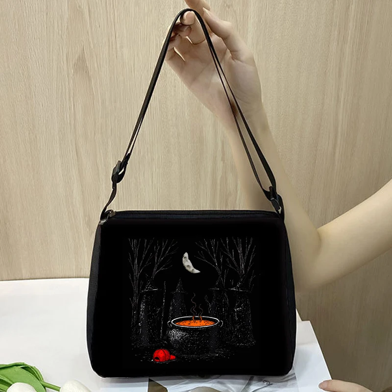 Vintage Witch Fashion Underarm Bags for Women Spooky Season Halloween Messenger Bag Purses Handbags Female Shoulder Armpit Bag