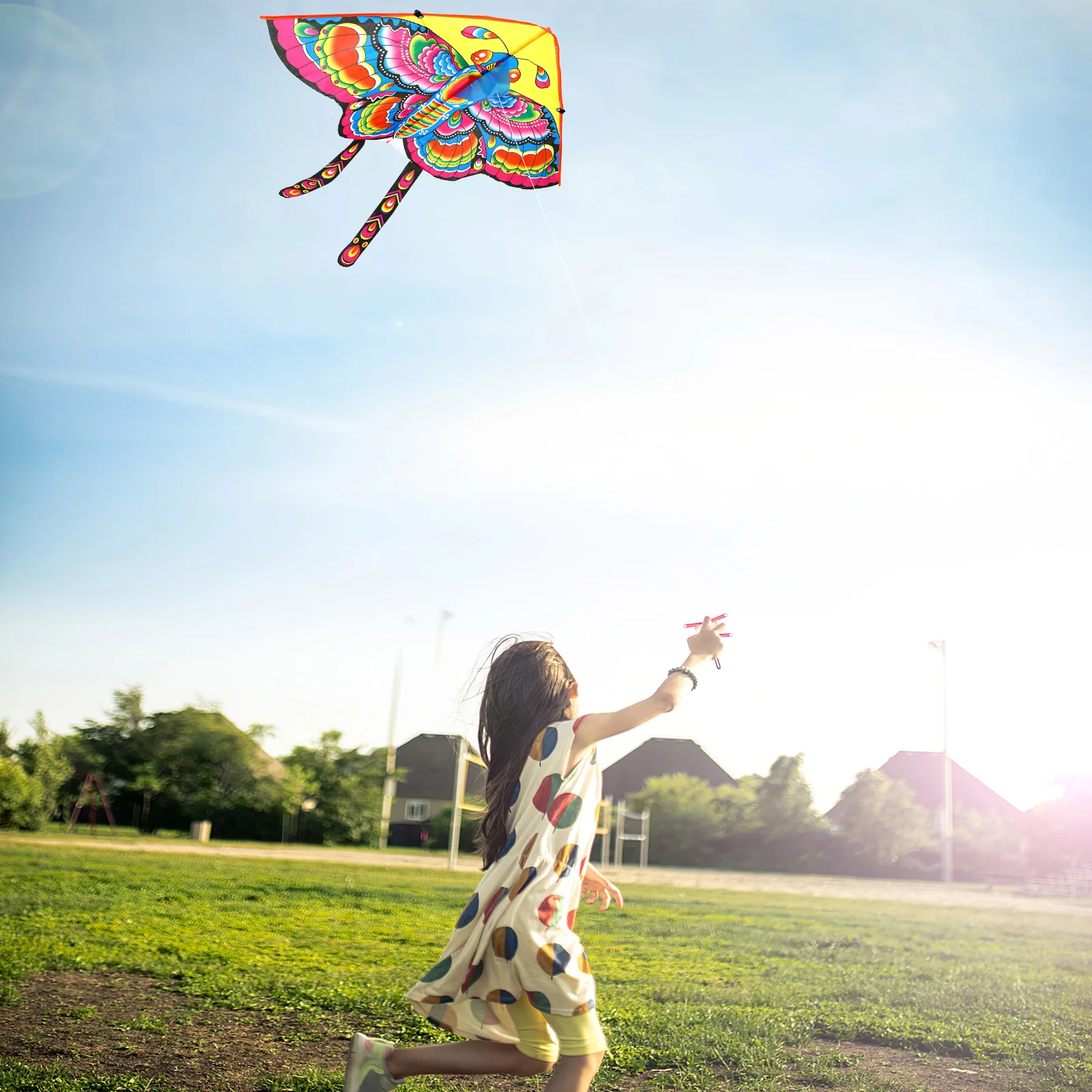 8 set Waterproof Polyester Butterfly Kite For Kids Outdoor Play Bright Color Triangle Cloth Kite Game
