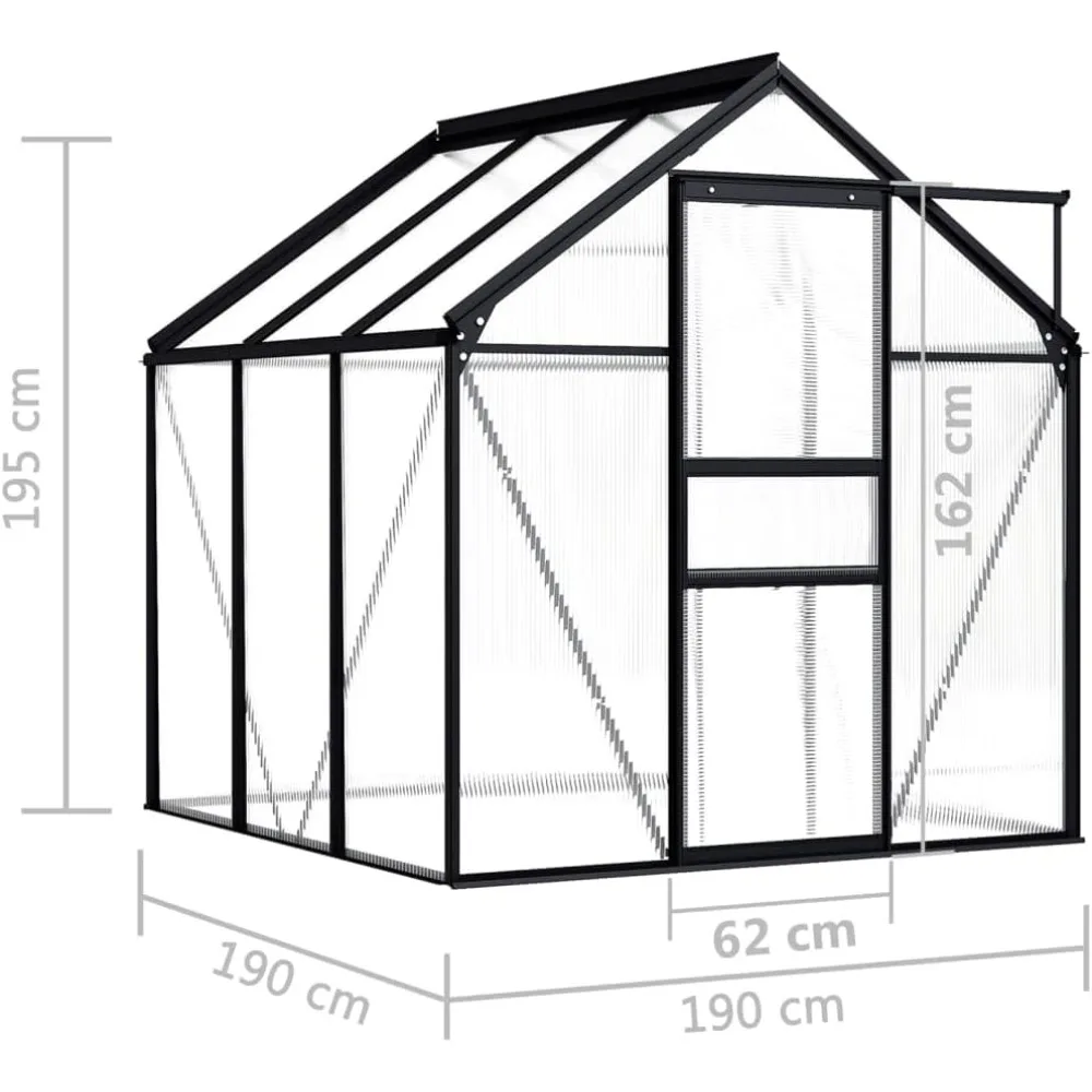 38.9 Ft² Greenhouse with Aluminum Frame, UV Resistant and Thermally Insulated, Farm Aluminum Polycarbonate Greenhouse