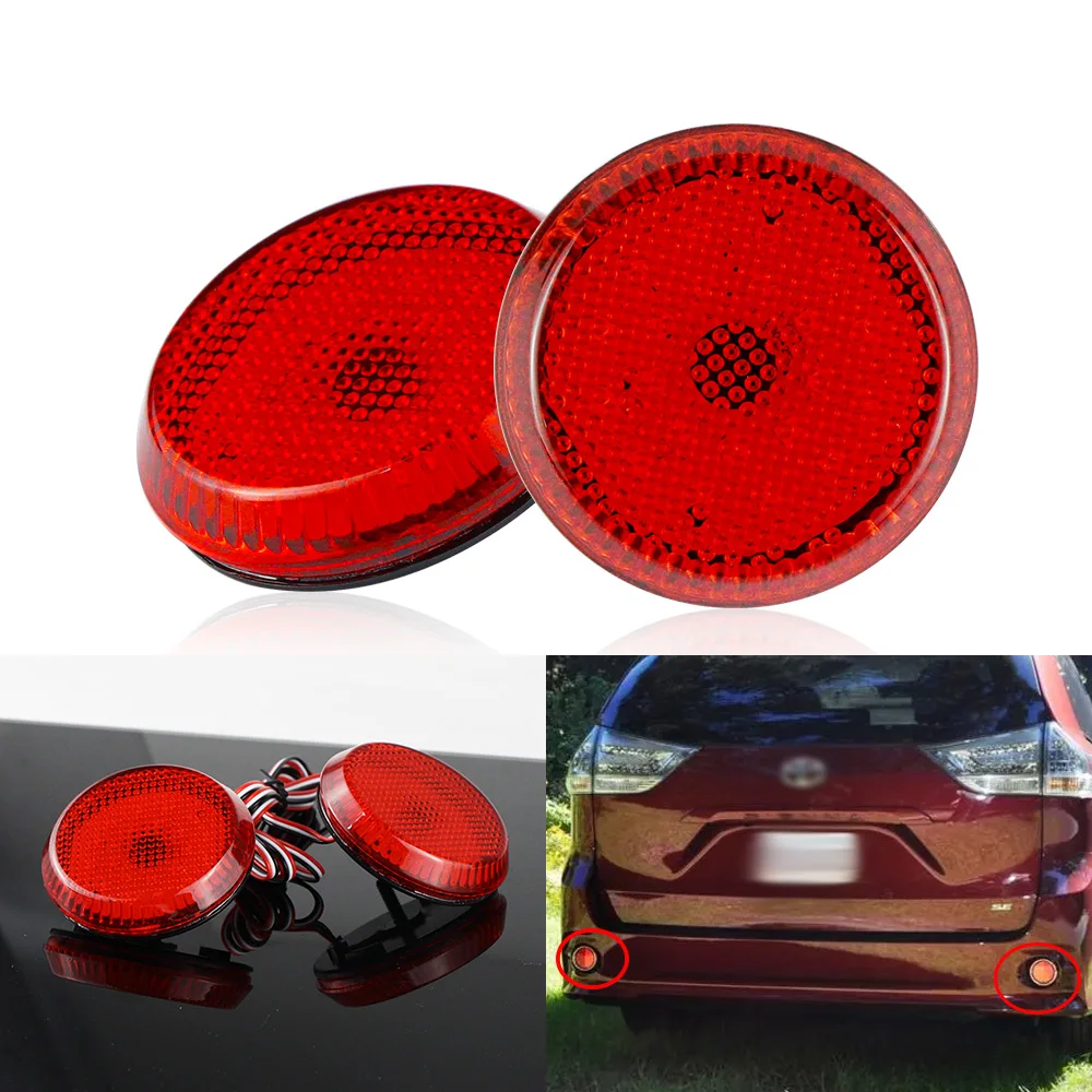 Red LED Car Rear Bumper Reflector Lights For Toyota Corolla, Sienna SE and Limited Edition, Scion iQ xB Brake Stop/Tail Lights