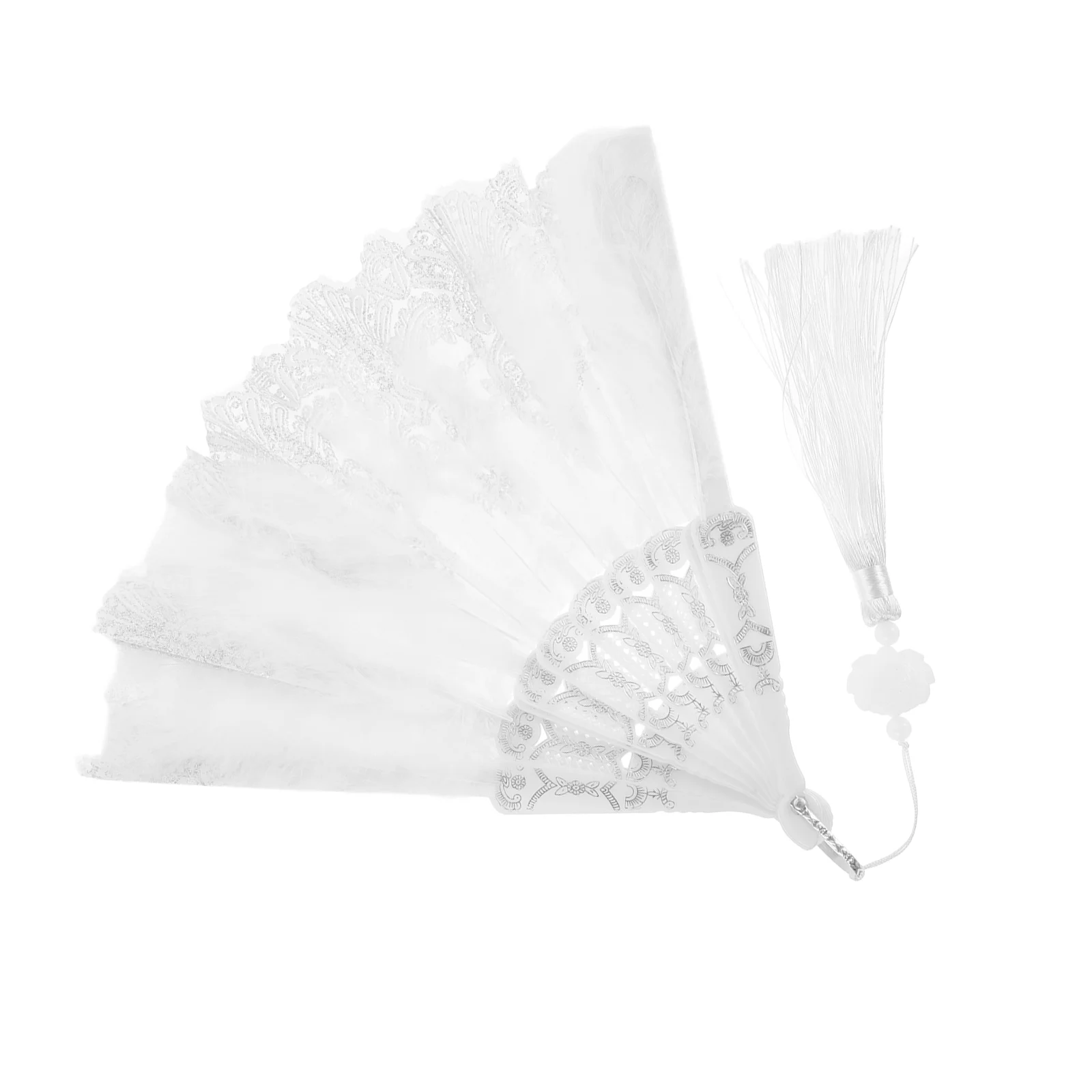 Foldable Fan European Wedding Folding Bride for Lace Fans Mexican Rose Spanish Hand Held White Collapsible