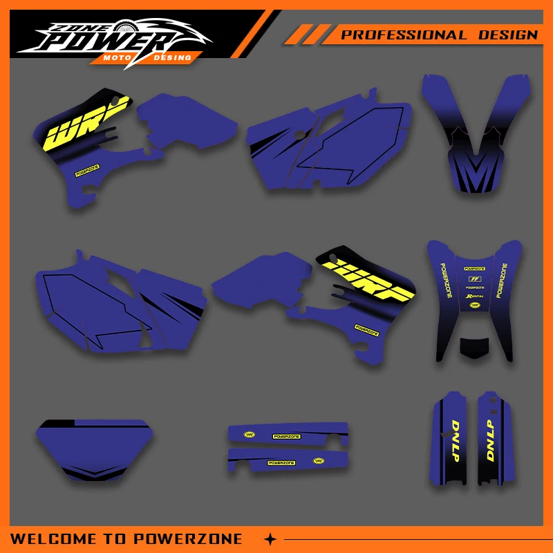 

POWERZONE Motocross Team Graphics Background Sticker Decal Kits For YAMAHA 2003 2004 2005 2006 WRF250 450 Customized Number 04