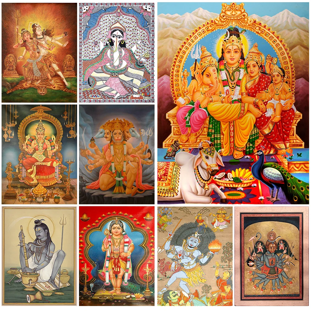 

Shiva Family Kumara Karttikeya Laya And Tandava Religion Wall Pictures For Living Room Poster Wall Art Canvas Painting Unframed