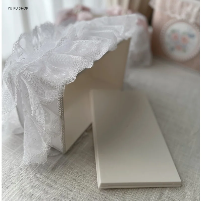 Korean Lace Tissue Box Vintage Pearl Napkin Holder Decorative Fabric Paper Box Dining Table Storage Organization Decoraction