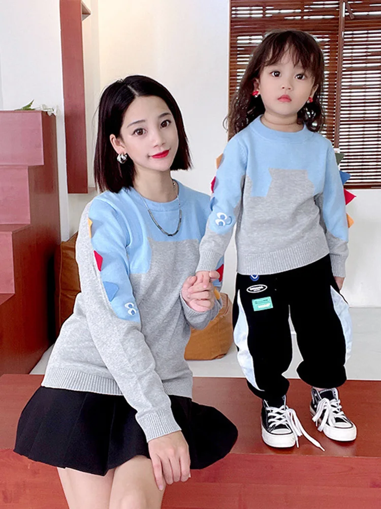 2022 New Cotton Wool Cute Dinosaur Autumn and Winter Parent-child Sweater family matching outfits  mommy and me