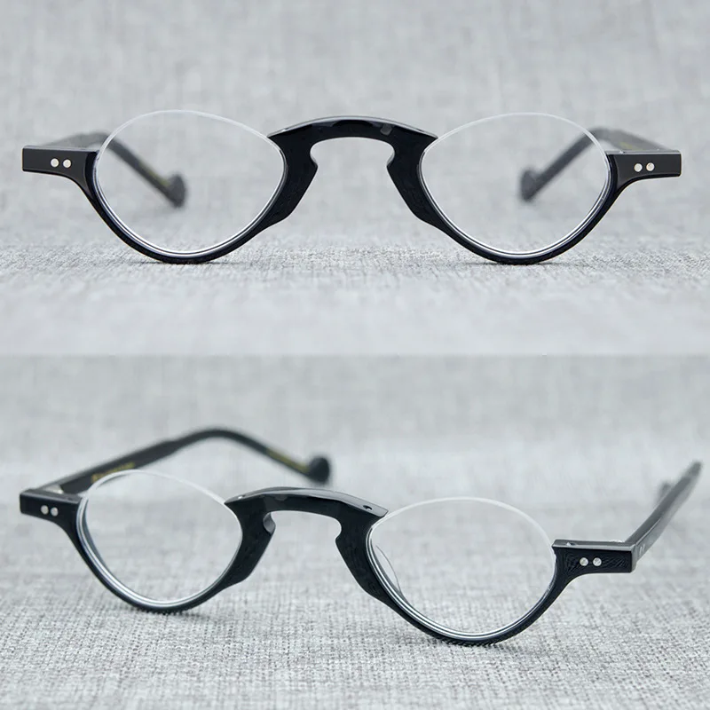 Re Retro Six Same Style Glasses for Men, Small Size Asymmetrical Half-Frame Glasses with Height Glasses Trend