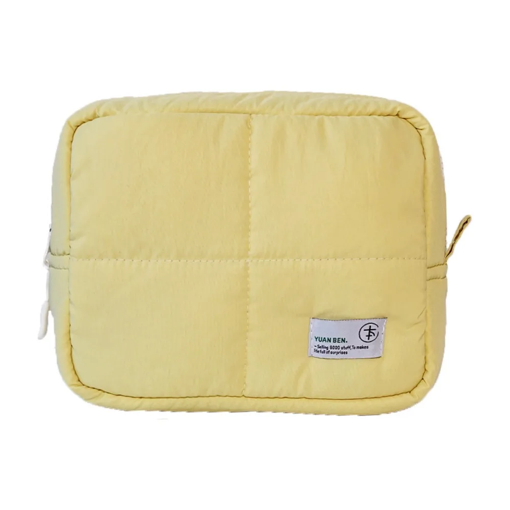 

Aesthetic Quilted Makeup Bag Puffer Square Cosmetic Pouch Large Capacity Solid Color Skincare Storage Bag Outdoor