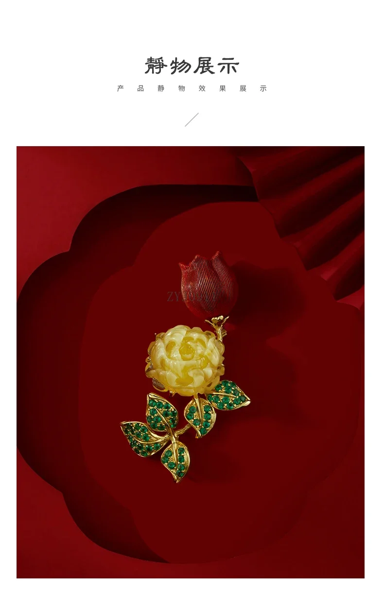 زهرة تتفتح الثروة بروش الراقية الإناث الفضة الاسترليني شمع العسل منحوتة باليد الصدار تصميم المتخصصة دبوس