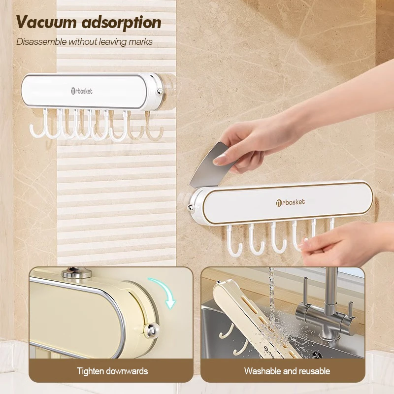 Kitchen Storage Rack Suction Cup Non Punching Multifunctional Suction Cup Storage Rack Kitchen Storage Supplies