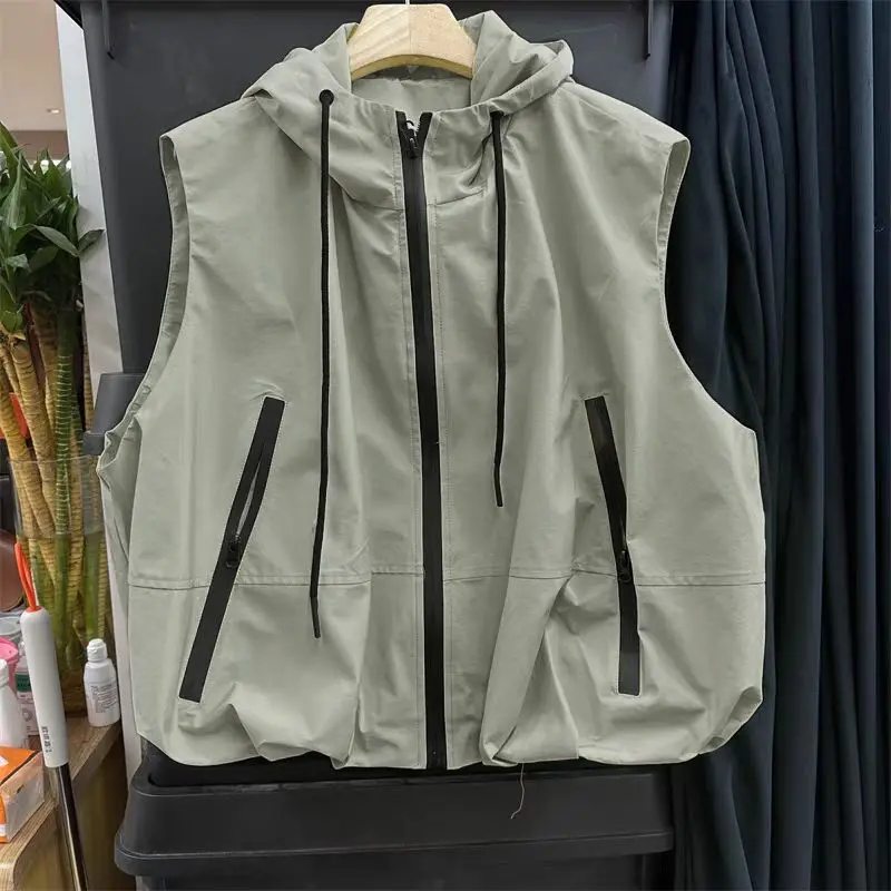 

2026 New Fashion Hooded Vest Women's Casual Workwear Sleeveless Jacket Zipper Commute Waistcoat Female Outwear