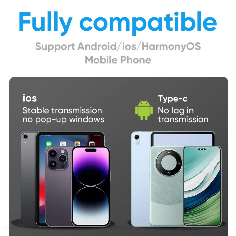 360° Rotatable Industrial-Grade Endoscope for Smartphone, 1440p HD Video Inspection Camera, for iOS& Android Car Diagnostic Too