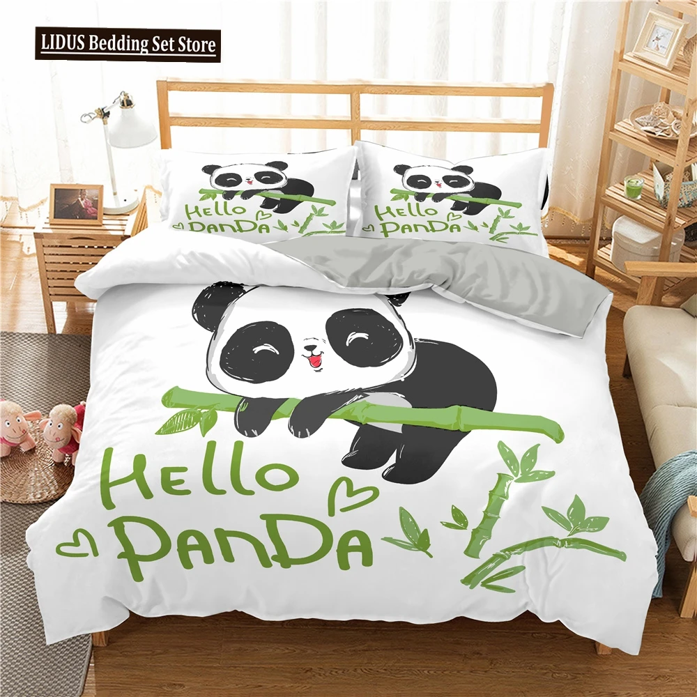 

Bedding Set Panda Duvet Cover Set Teens Boys Girls Cartoon Animal Quilt Cover Queen Size Comforter Cover With Pillow Case 2/3pcs