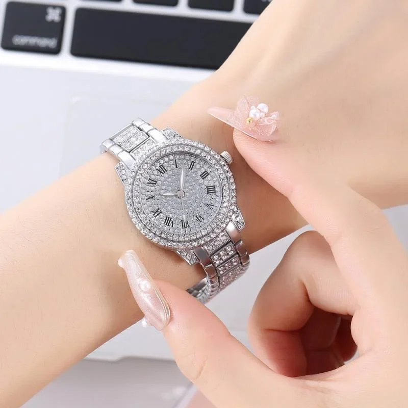 Luxury Shiny Fine Zircon Quartz Watch Elegant All-Star Jewels Women Mechanical Wristwatches Fashion Folding Wrist Watches Buckle